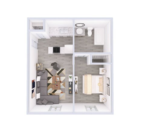 Floor plan for 1 bed, 1 bath, 470 sqft
